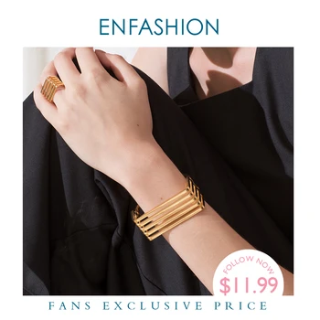 

ENFASHION Punk Multilayer Rows Bangle Stainless Steel Gold Color Layered Cuff Bracelets Bangles For Women Fashion Jewelry B2024