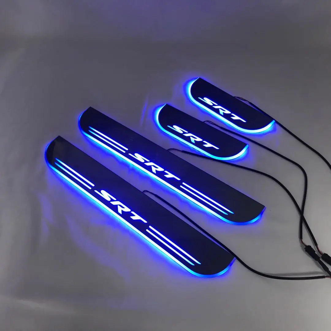 

Led moving door scuff for JEEP Grand CherokeeSRT special use ynamic door sill plate welcome lamp lining overlay Flow/fixed light