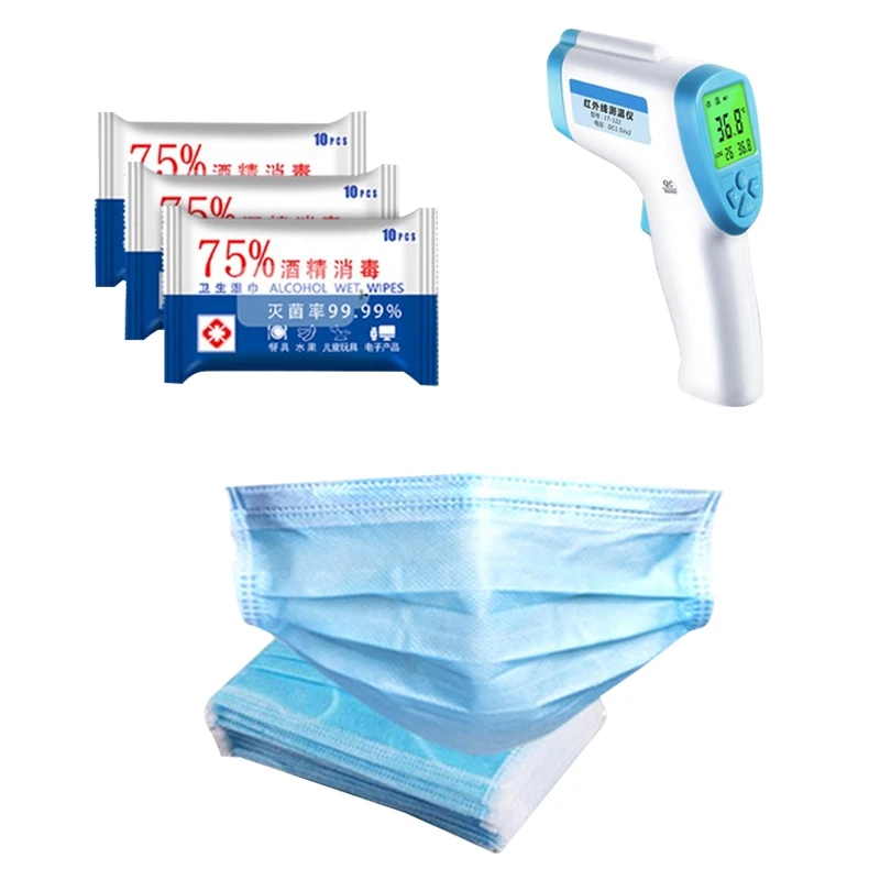 

Non-Contact Body Thermometer Forehead Digital Infrared Thermometer Portable Send Mask and Wet Tissue
