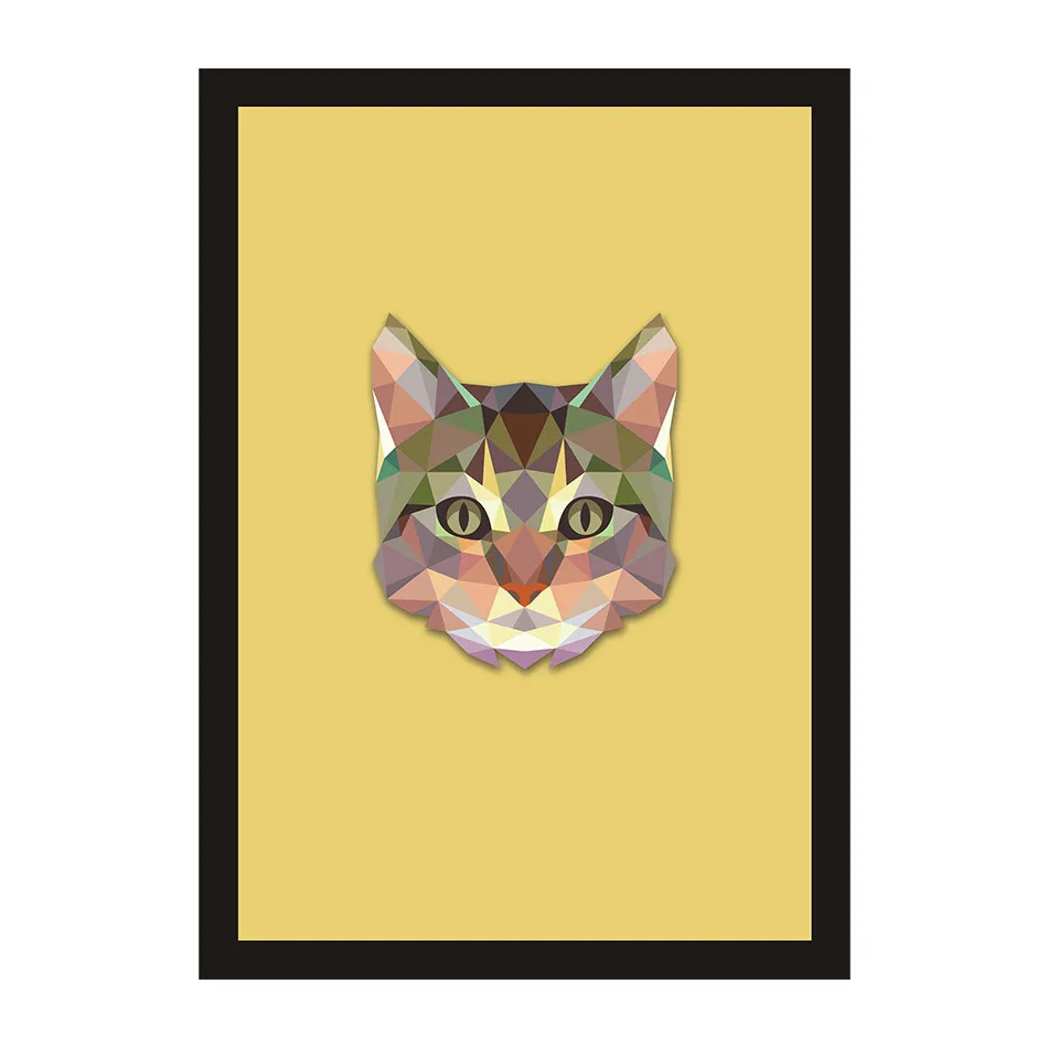 

Mixed Colors Geometry Abstract Animal Cat Head Hanging Painting CHILDREN'S Room Nursery Wall Painting Creative Home Hanging Pain