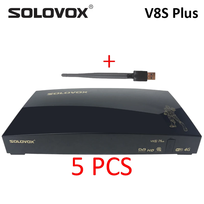V8S 5PCS WIFI Solovox V8S Plus DVB-S2 цифровой спутниковый приемник STB поддержка Biss ключ USB Wi-Fi YouTube 3g 4G USB модем M3U CCCAM Xtream DLNA - Цвет: V8S 5PCS WIFI