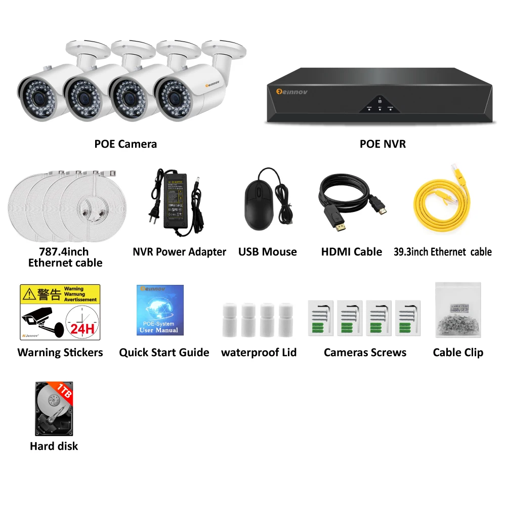 Einnov 4CH 3MP POE камера s CCTV камера система безопасности комплект NVR аудио запись HD P2P наружное видеонаблюдение IR Camara