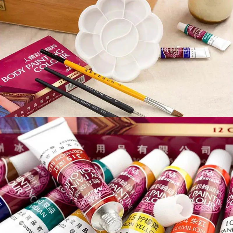Halloween Makeup Pigments 12 Colors Body Face Painted Pencil Stitching Structure Face Painted Crayon Body Painted Stick Bar Part