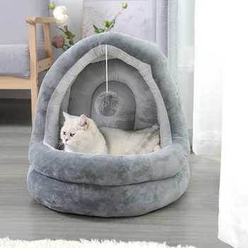 

Cat Pet Bed for small medium Pet Dog Soft yurt semi-closed Nest Kennel Kitten Bed House Sleeping Bag Pets Winter Warm Cozy Cave