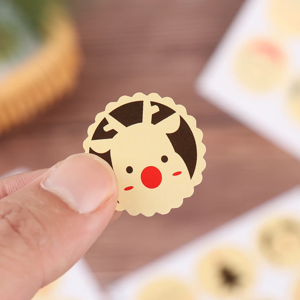120PCS Merry Christmas Theme Sealing Sticker DIY Gifts Posted Baking Decoration Package Label Multifunction Snowflake Deer Label