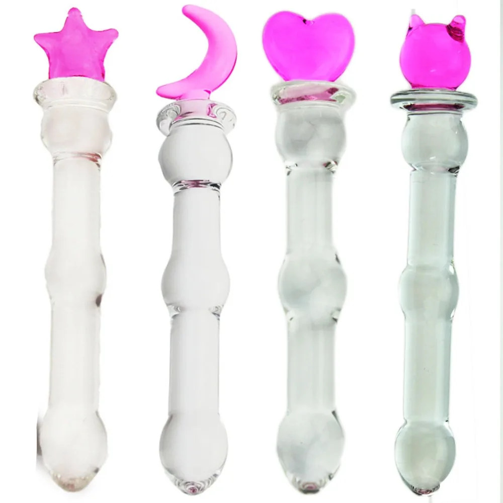 hh024moon Glass butt plug anal sex toys for woman lesbian-beads-dildo (s3)