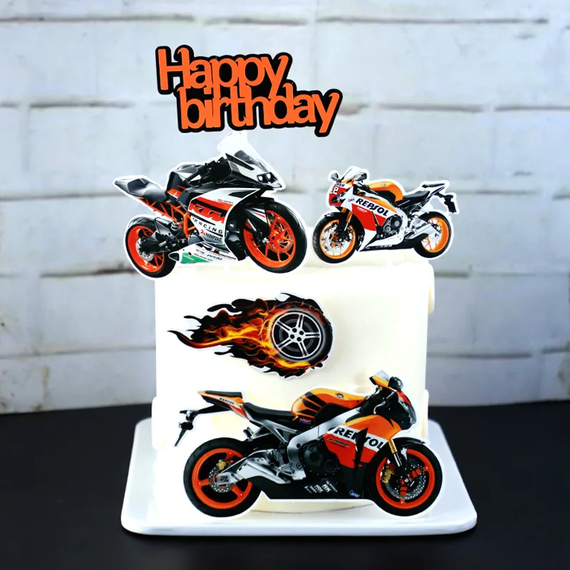 Motorcycle Combination Birthday Cake Topper Car Wristwatch Diy Cake Toppers Boys Men Happy Birthday Party Wedding Dessert Decor Cake Decorating Supplies Aliexpress