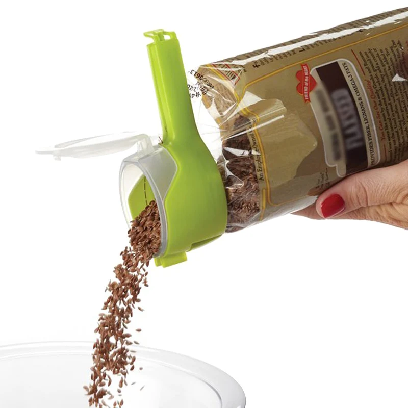 Seal Pour Food Storage Bag Clip Food Sealing Clip Effect Clamp With Large Discharge Nozzle For Storage Food Kitchen Tool