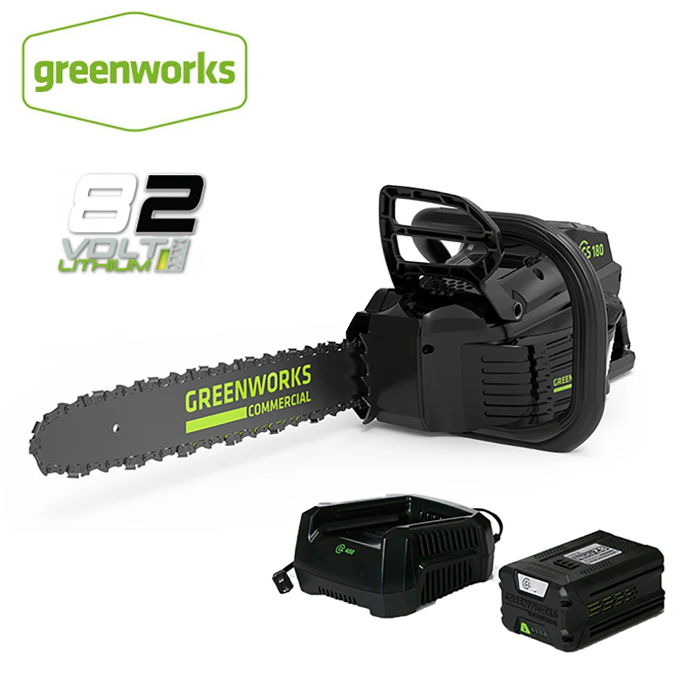 GreenWorks 82V 18 Inch Brushless Motor Chainsaw Pro GCS180 with 5Ah Lithium Battery Charger Oregon SawChain and Bar Free Return |