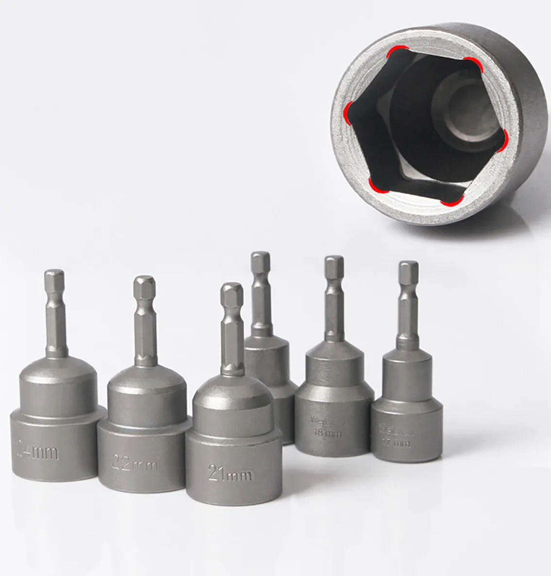 1Pcs 3mm-24mm Hex Socket Sleeve Bit Nut Driver for Power Drills Impact Drivers Hand Drills Tools Parts Length 65mm 3