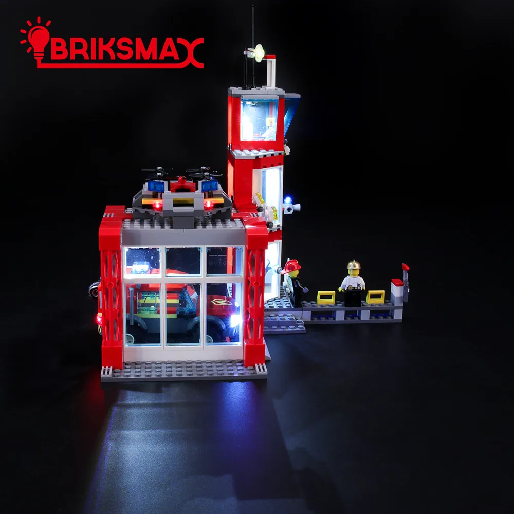 BriksMax комплект света для городской серии пожарная станция строительные блоки комплект освещения совместим с 60215(не включает модель