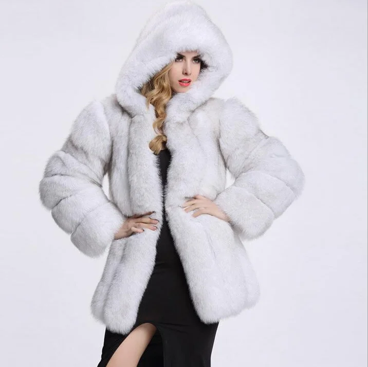 Зимняя женская куртка из искусственного меха, пальто из искусственного меха, пушистое пальто, Femme, большие размеры, теплый искуственный мех, верхняя одежда F617