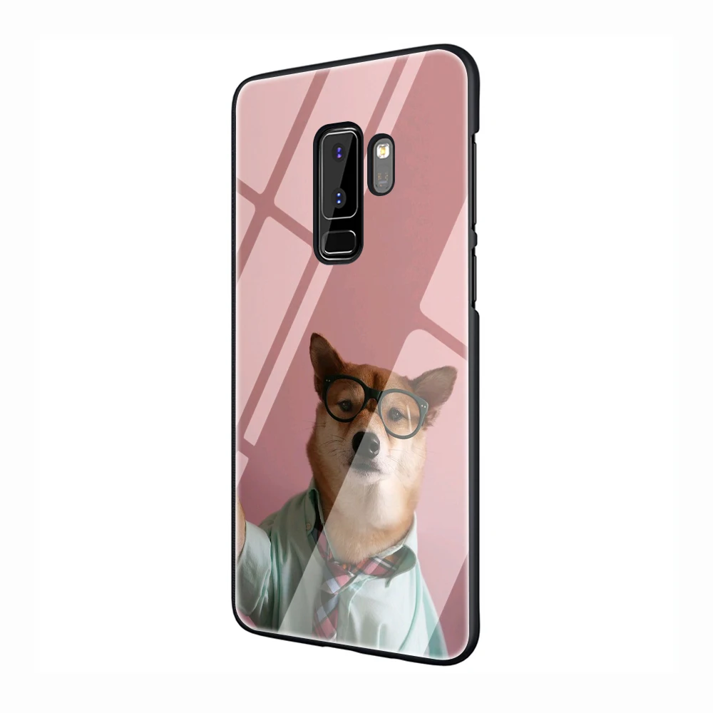 EWAU собака Стекло чехол для телефона для samsung Galaxy S7 8 9 10Plus Note8 9 A10 20 30 40 50 60 70 - Цвет: G12