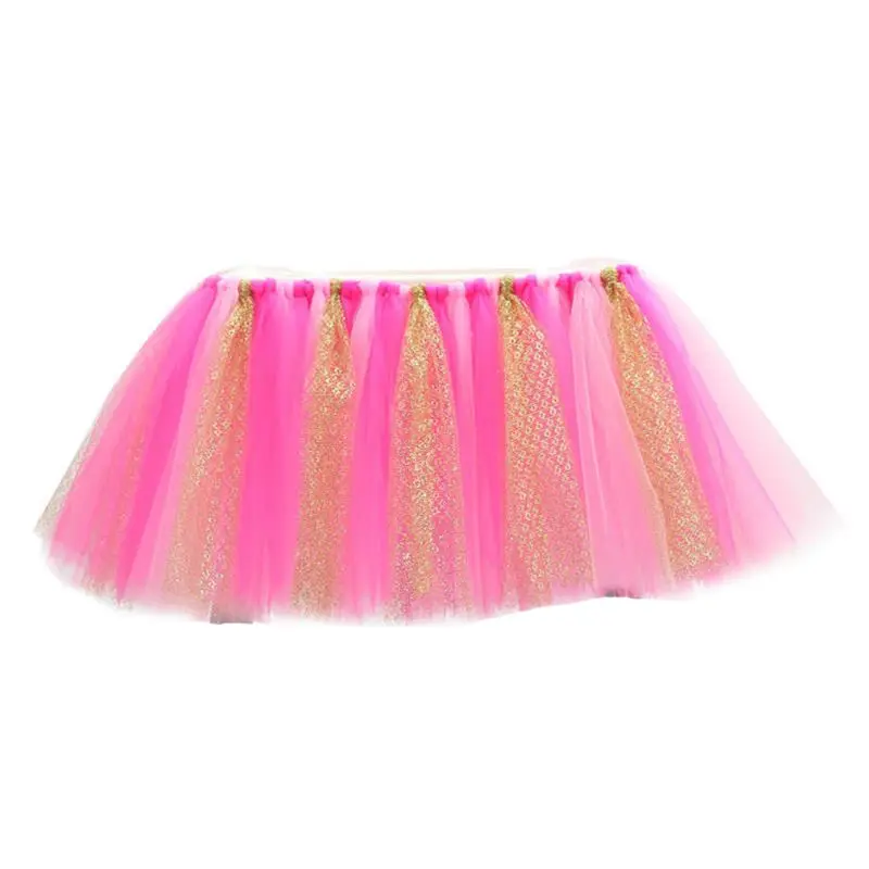 Фатиновая юбка-пачка с высоким стулом, юбка-пачка для стола, скатерть контрастного цвета для девочек, принцесса, детский душ, товары для первого дня рождения - Color: 1