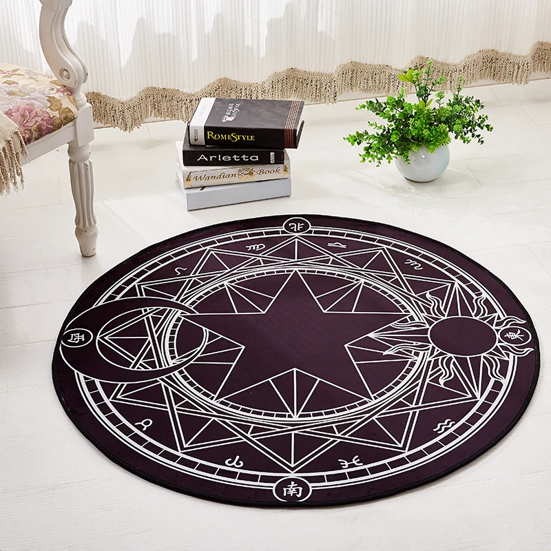 Round carpet cartoon children's blanket living room bedroom room bedside bed coffee table hanging basket computer chair mat - Цвет: 16
