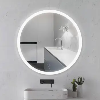 

Modern Nordic black round bathroom mirror LED lamp living room staircase bathroom mirror wall wall lamp home decoration HWC