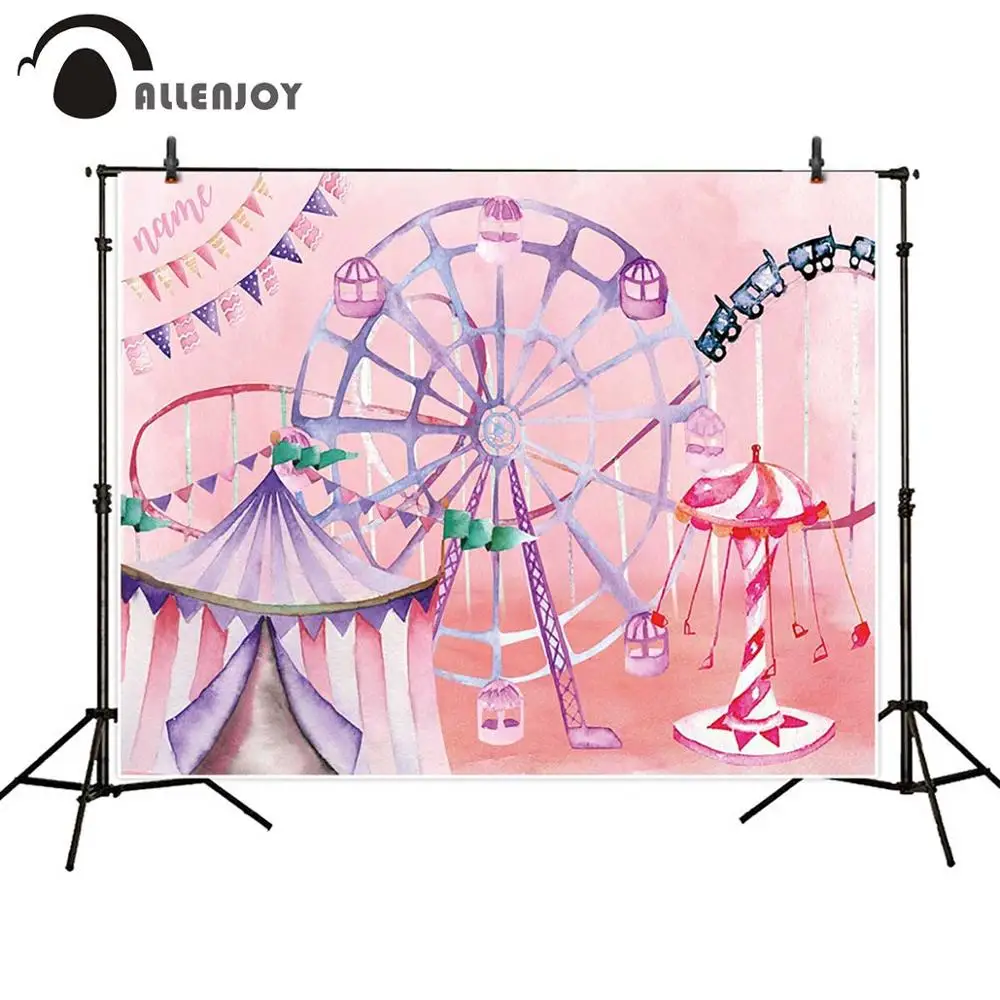 

Allenjoy Circus Birthday Photo Zone Party Backdrop Cover Kids Curtain Colorful Flags Decoration Photography Background