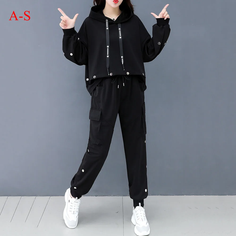 

Autumn Winter 2 Piece Set Women Hoodies Tops Pants Lady Drawstring Trousers Tracksuit Sets Chandal Mujer 2 Pieces 2019 Cotton