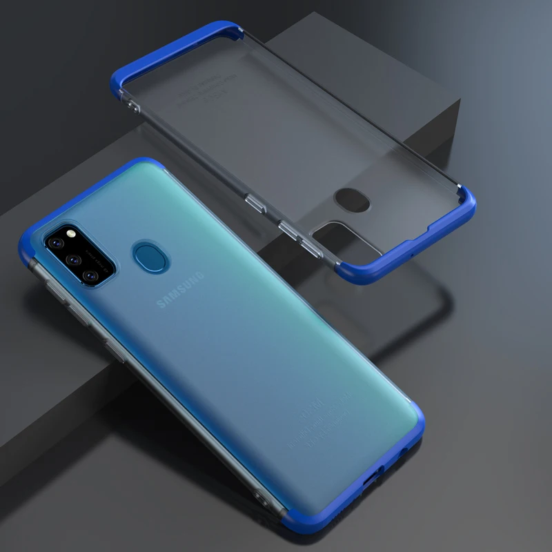 GKK Прозрачный матовый чехол для samsung Galaxy A30 A50 A70 A80 M20 M30s A30s A50s S7 край S8 S9 Plus note 8 9 10 плюс Чехол Coque - Цвет: Blue