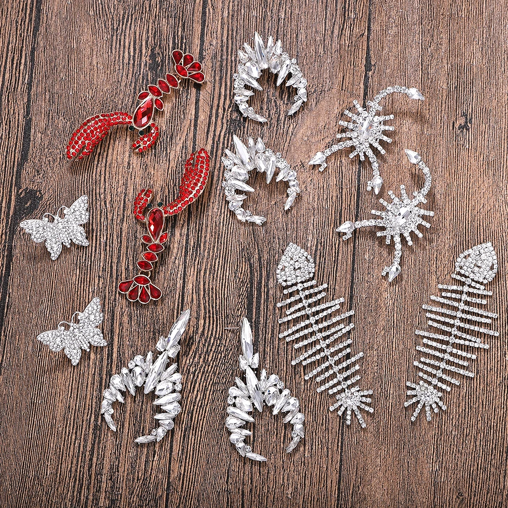 

Dvacaman INS ZA Bohemian Fish Crab Crystal Long Drop Earrings Women Wedding Girls Party Gift Statement Earring Jewelry Wholesale