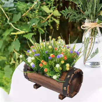 

2PCS Wooden Flower Pot Vintage Succulent Balcony Planting Pot Outdoor Carbonized Antiseptic Flowerpot Table Home Decoration