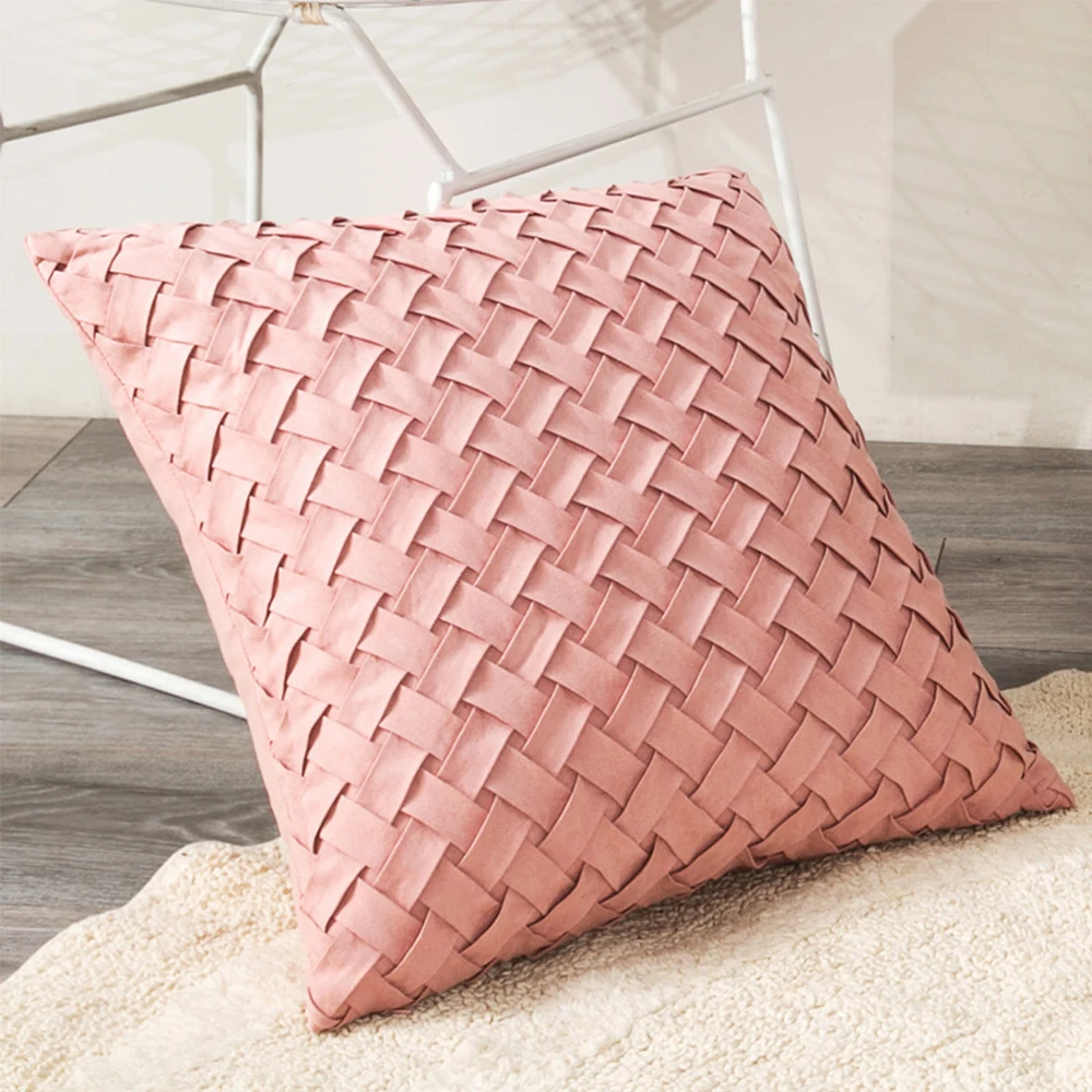 Weave Pattern Suede Fabric Sofa Pillowcase Home Sofa Pillow Case Living Room Bedroom Cushion Cover Pillowcase Home Decorative