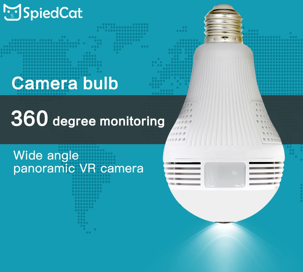 360 градусов панорамный объектив рыбий глаз лампа беспроводная Wifi IP 960P HD домашняя