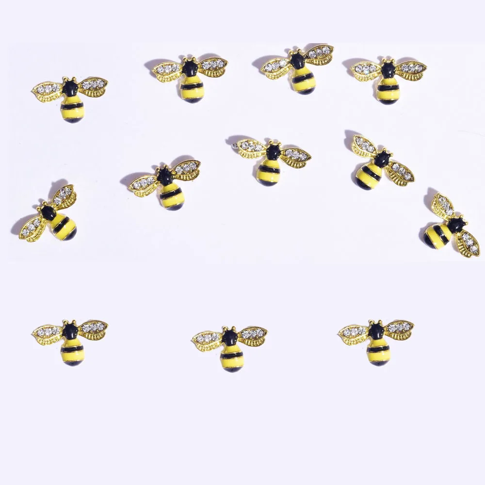 100 шт./лот, 3D украшения для ногтей, сделай сам, блестящие стразы, пчела, паук, пчела, бабочка, аксессуары для ногтей, JE387-393