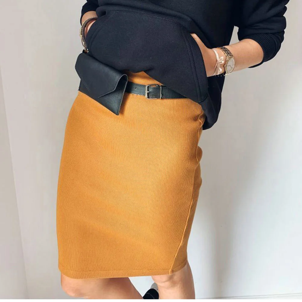 Женский Одноцветный эластичный юбка с высокой талией для лета, пляжные вечерние, праздничные, QL распродажа