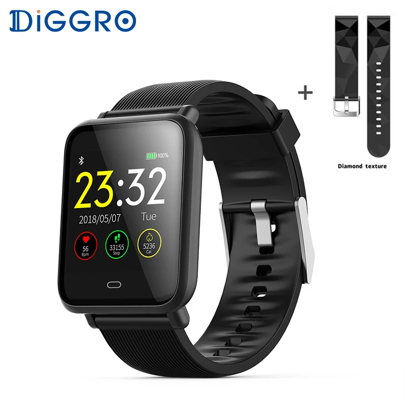 

(With Box) Diggro Q9 Smart Watch Blood Pressure Heart Rate Monitor IP67 Waterproof Fitness Trakcer Watch Men Women Smartwatch