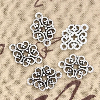 

30pcs Charms Flower Link Connector 20x13mm Antique Bronze Silver Color Pendants DIYCrafts Making Findings Tibetan Jewelry