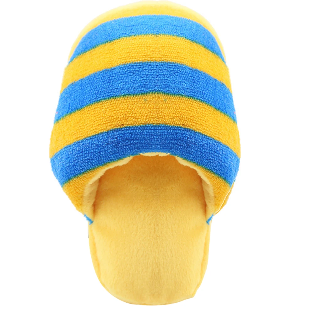 Pet Supply Dog Toy Soft Fleece Slippers Squeak Toys For Small Dog Puppy Striped Plush Slipper Shaped Squeaky Pet Toy Sound Chew