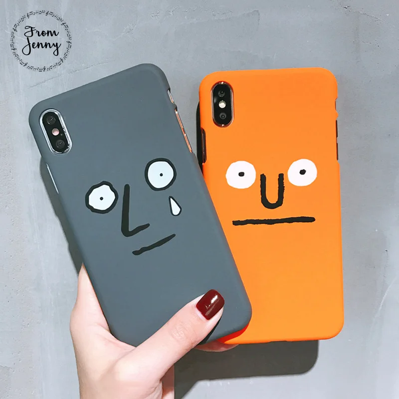 

From Jenny Funny face for iPhone x xr xs max 6 6s 7 8 Plus simple solid color mobile phone matte protection hard shell