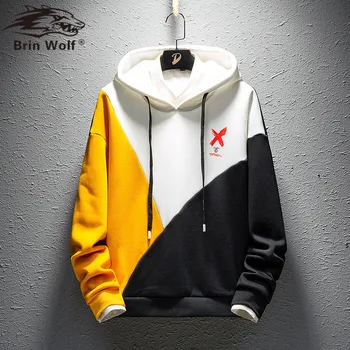 

Brin Wolf New Arrival Hoodies Men 2020 Winter Spring Fleece Brand Clothing Funny Print Fashion Casual Harajuku Men's Sweatshirt