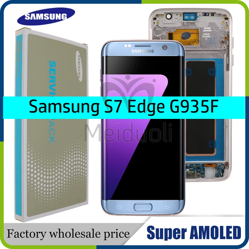 

ORIGINAL 5.5'' SUPER AMOLED display with frame for SAMSUNG Galaxy s7 edge G935 G935F Touch Screen Digitizer Display+Service Pack