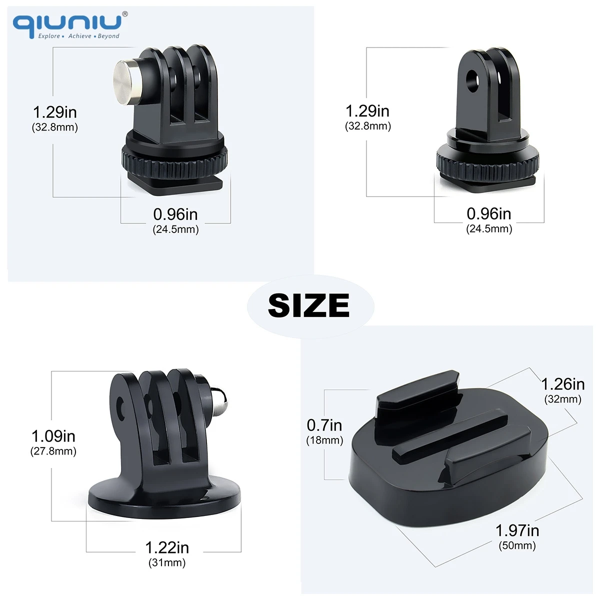 Adattatore Da Vite Per Treppiede A Flash Fotocamera DSLR - Compatibile GoPro, DJI Osmo Action, Con Viti 1/4 E 3/8 - 5