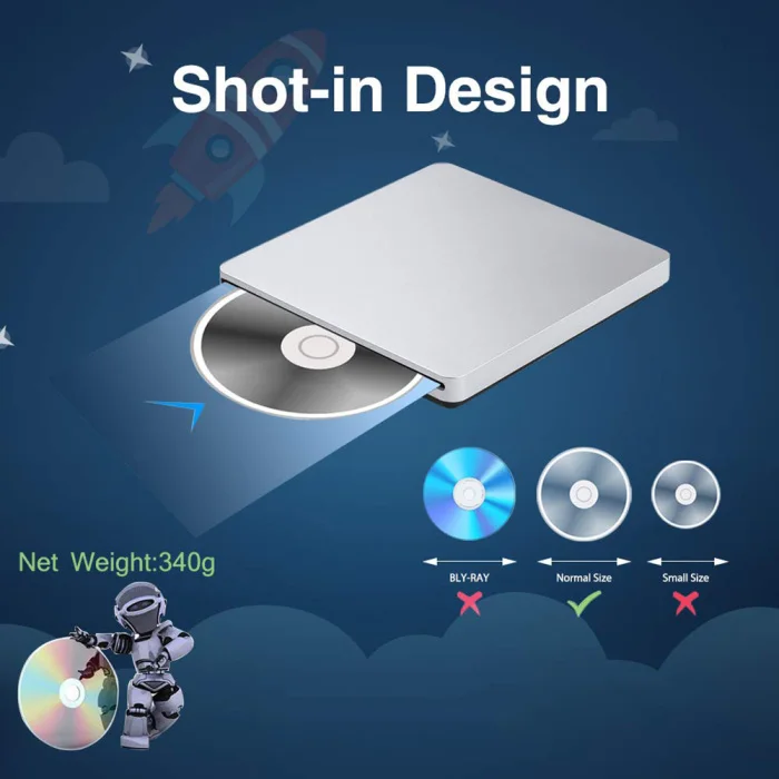 Ультра-тонкий внешний DVD привод USB 3,0 Дубликатор диска для компьютера ноутбука FKU66