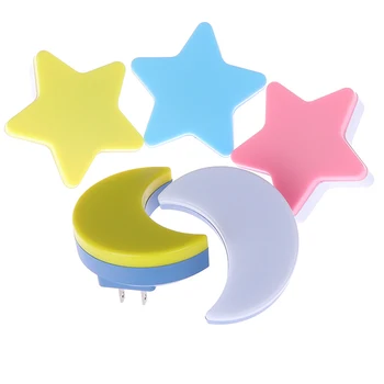 

Mini Star Moon LED Night Sensor Control Light For Dark Night Children Bedroom Bedside Lamp US Plug Baby Sleeping Light