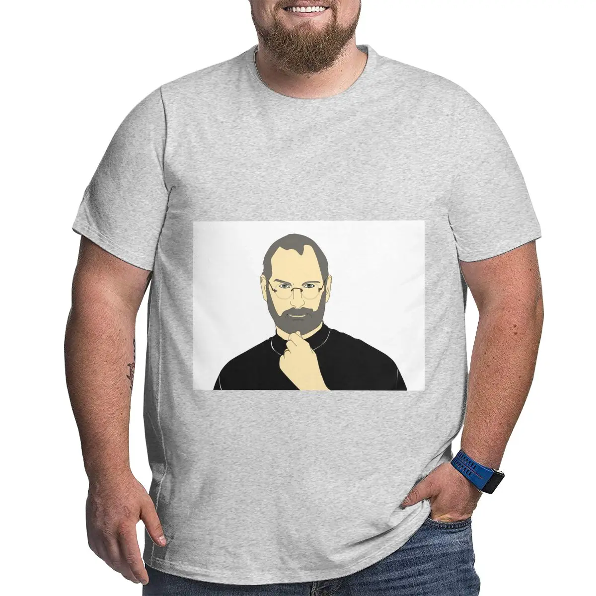 Серый Steve Jobs technology иллюстрация большой размер Мужская футболка - Цвет: Серый