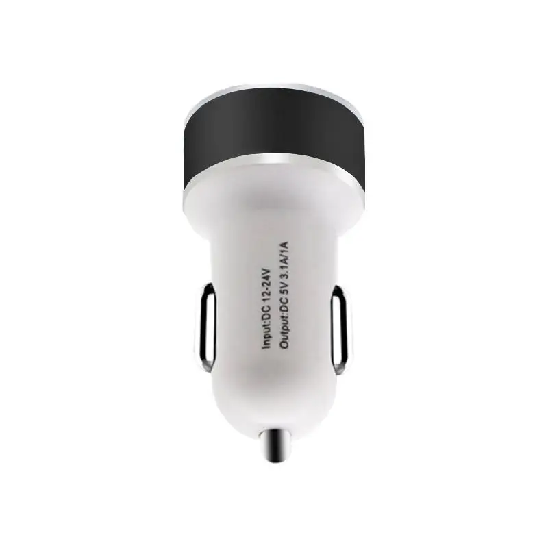 Borzecki 3.1a двойное Usb круглое автомобильное зарядное устройство алюминиевое внешнее кольцо автомобильное зарядное устройство умное автомобильное зарядное устройство R-8041 - Название цвета: Черный