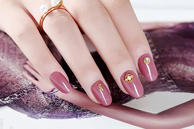 Wear Nail Tips Explicit White Bean Paste Colorful Rivet Fake Nails round-Toe Mid-length Manicure Patch 172