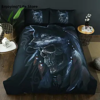 

Gothic 3D Skull Bedding Set Twin Full Queen KingSizes Duvet Cover Duvet cover Pillowcase Bedclothes bed linens set