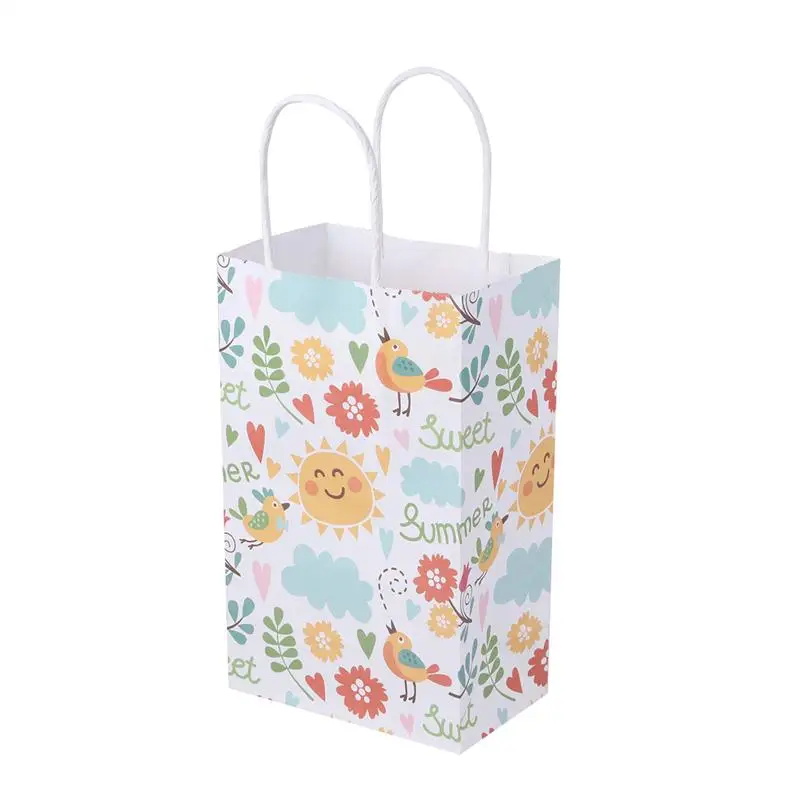 

12PCS/Set Shopping Bag Sun and Bird Pattern Practical Printed Present Tote Bags for Feastival Party Favor Birthday Wedding
