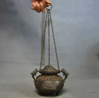 

wedding decoration Tibet Fane bronze Winged Garuda Bird God Mahakala Hanging Incense burner Censer