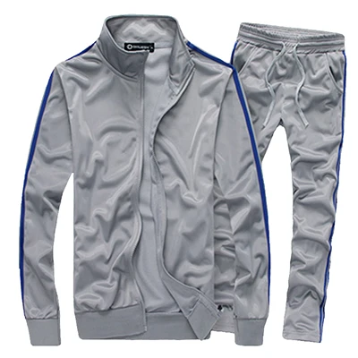 FK038 grey Повседневный Спортивный костюм для фитнеса, мужская спортивная одежда, комплекты, мода, Весенняя Мужская одежда, 2 шт, толстовка+ спортивные штаны, верхняя одежда, спортивный костюм для мужчин - Цвет: FK038 grey