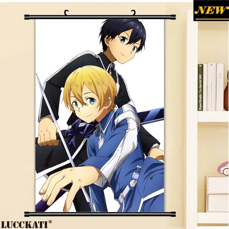 40X60 см Sword art онлайн Sao Asuna Kazuto kirito alice сексуальный леденец пистолет каска мультфильм аниме стены прокрутки холст живопись плакат