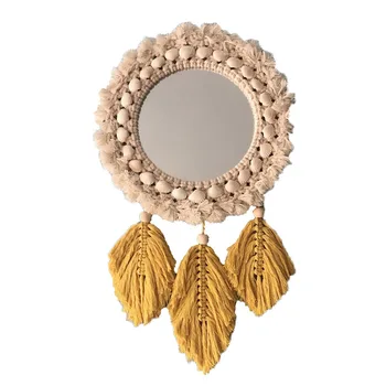 

Large Wall Mirror Handmade Tapestry Makeup Decorative Mirror Creative Mirror Wall Decoration Home Decoration