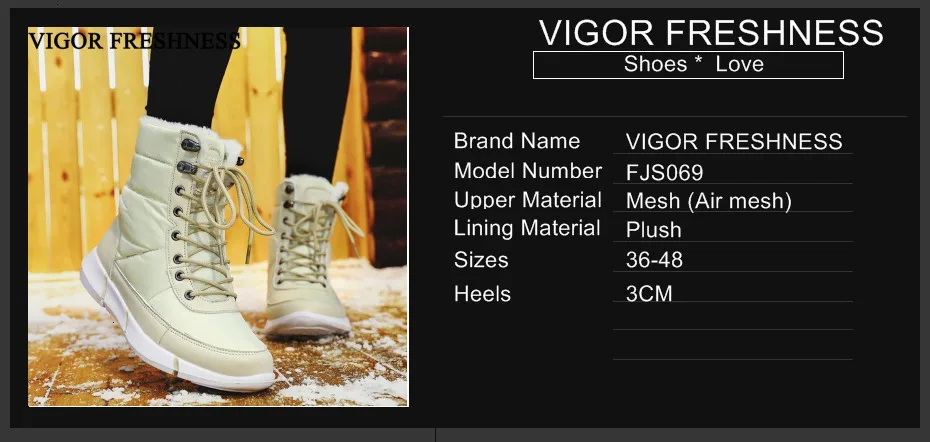 VIGOR/новая зимняя обувь; женские ботильоны; теплые зимние ботинки; женская обувь; ботинки на плоской подошве с мехом; плюшевая водонепроницаемая ткань; S69
