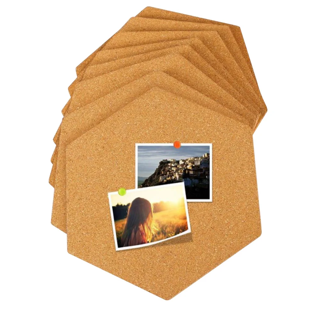 

4Pcs Hexagon Decoration Drawing Wall Message Cork Board Self Adhesive Multifunction Photo Background Stickers Bulletin Office