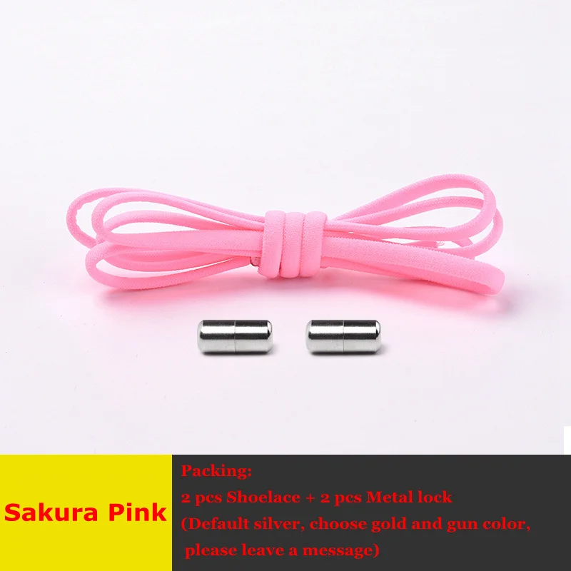Sakura Pink 1 пара эластичных шнурков без галстука фиксирующие круглые шнурки для ботинок дети взрослые Кроссовки Ленивые шнурки полукруг быстрые шнурки 19 цветов - Цвет: Sakura Pink
